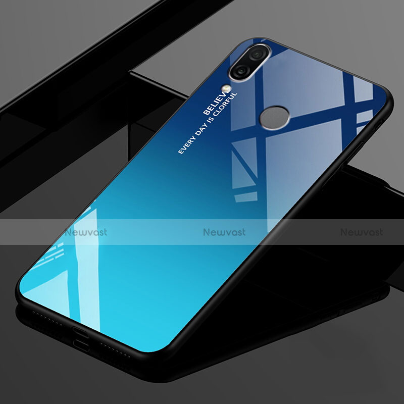 Silicone Frame Mirror Rainbow Gradient Case Cover for Xiaomi Redmi 7 Sky Blue