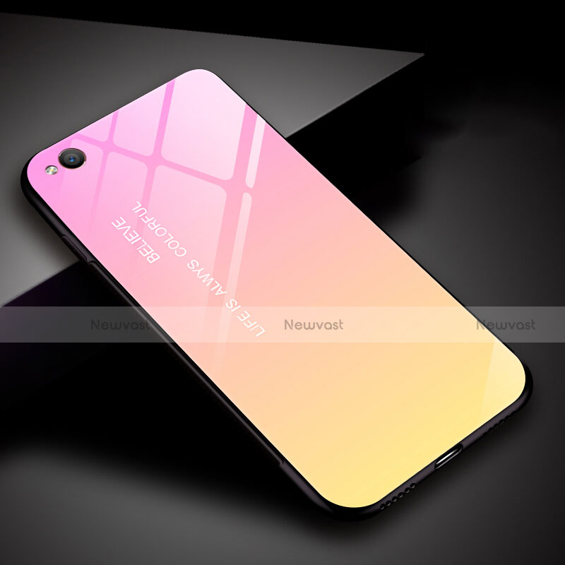 Silicone Frame Mirror Rainbow Gradient Case Cover for Xiaomi Redmi Go Pink