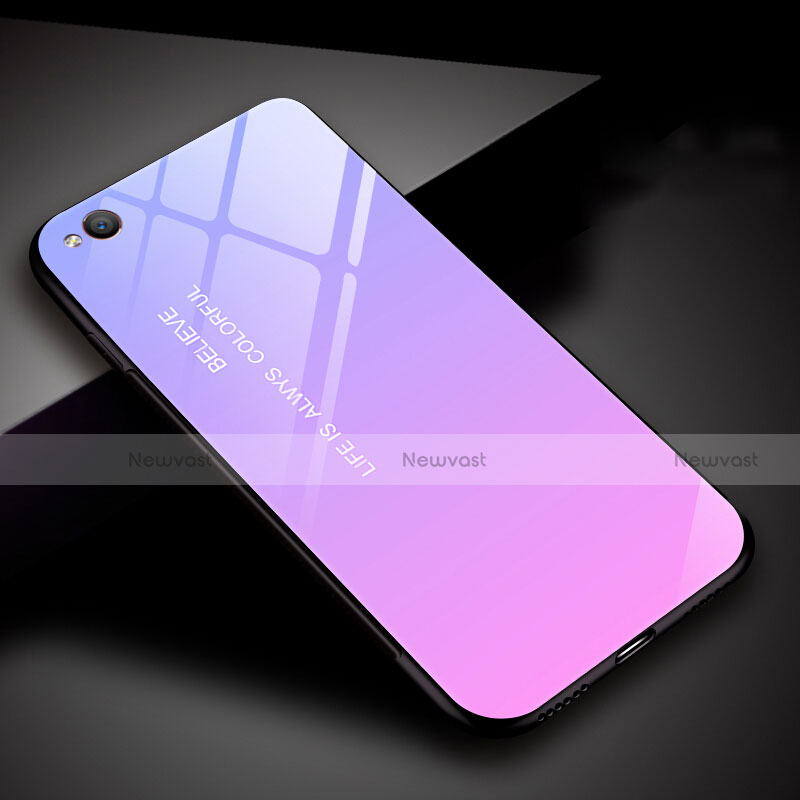 Silicone Frame Mirror Rainbow Gradient Case Cover for Xiaomi Redmi Go Purple