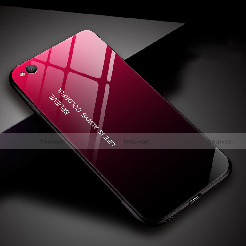 Silicone Frame Mirror Rainbow Gradient Case Cover for Xiaomi Redmi Go Red