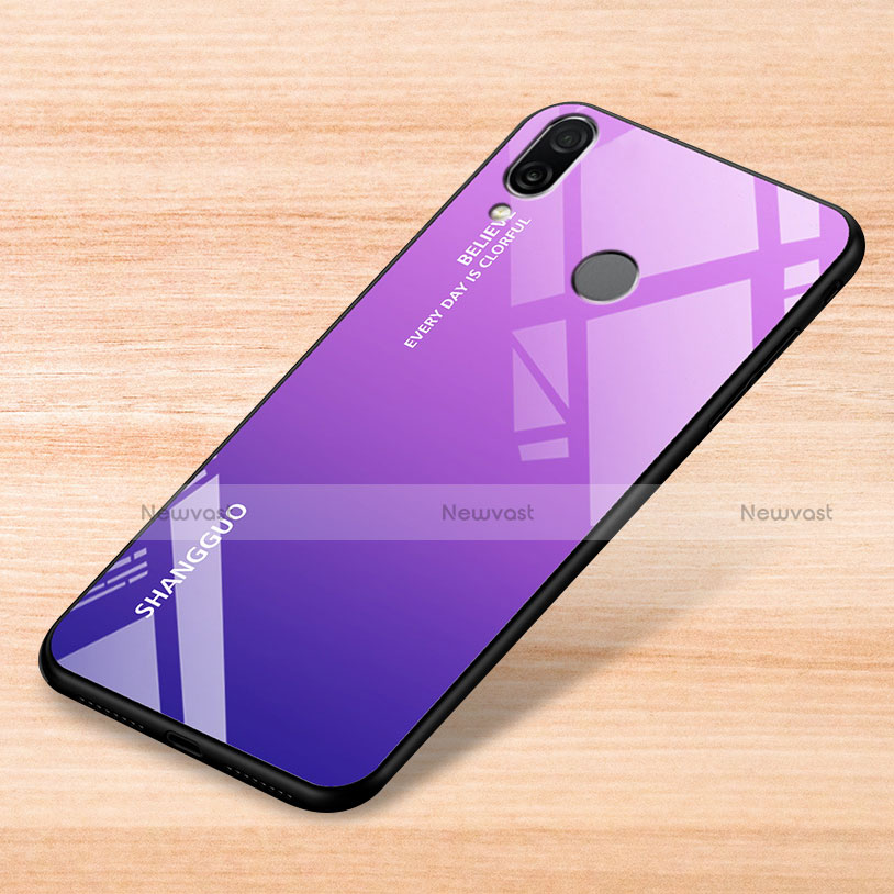 Silicone Frame Mirror Rainbow Gradient Case Cover for Xiaomi Redmi Note 7 Pro Purple