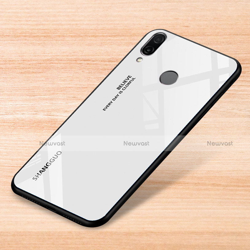 Silicone Frame Mirror Rainbow Gradient Case Cover for Xiaomi Redmi Note 7 White