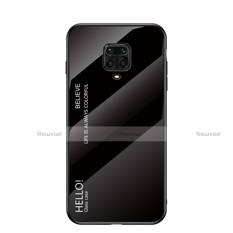 Silicone Frame Mirror Rainbow Gradient Case Cover for Xiaomi Redmi Note 9 Pro Black