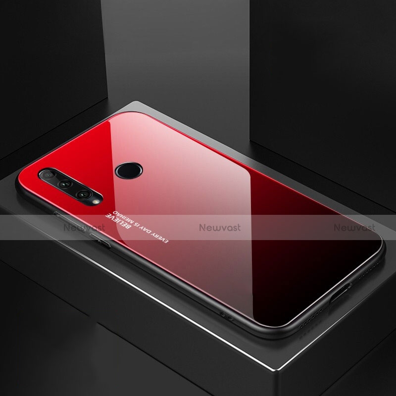 Silicone Frame Mirror Rainbow Gradient Case Cover H01 for Huawei Honor 20 Lite Red