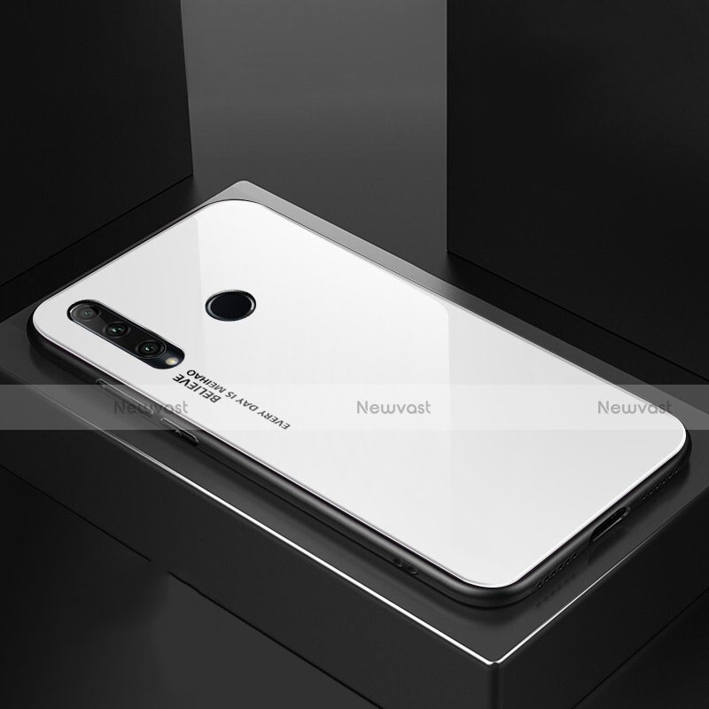 Silicone Frame Mirror Rainbow Gradient Case Cover H01 for Huawei Honor 20i White