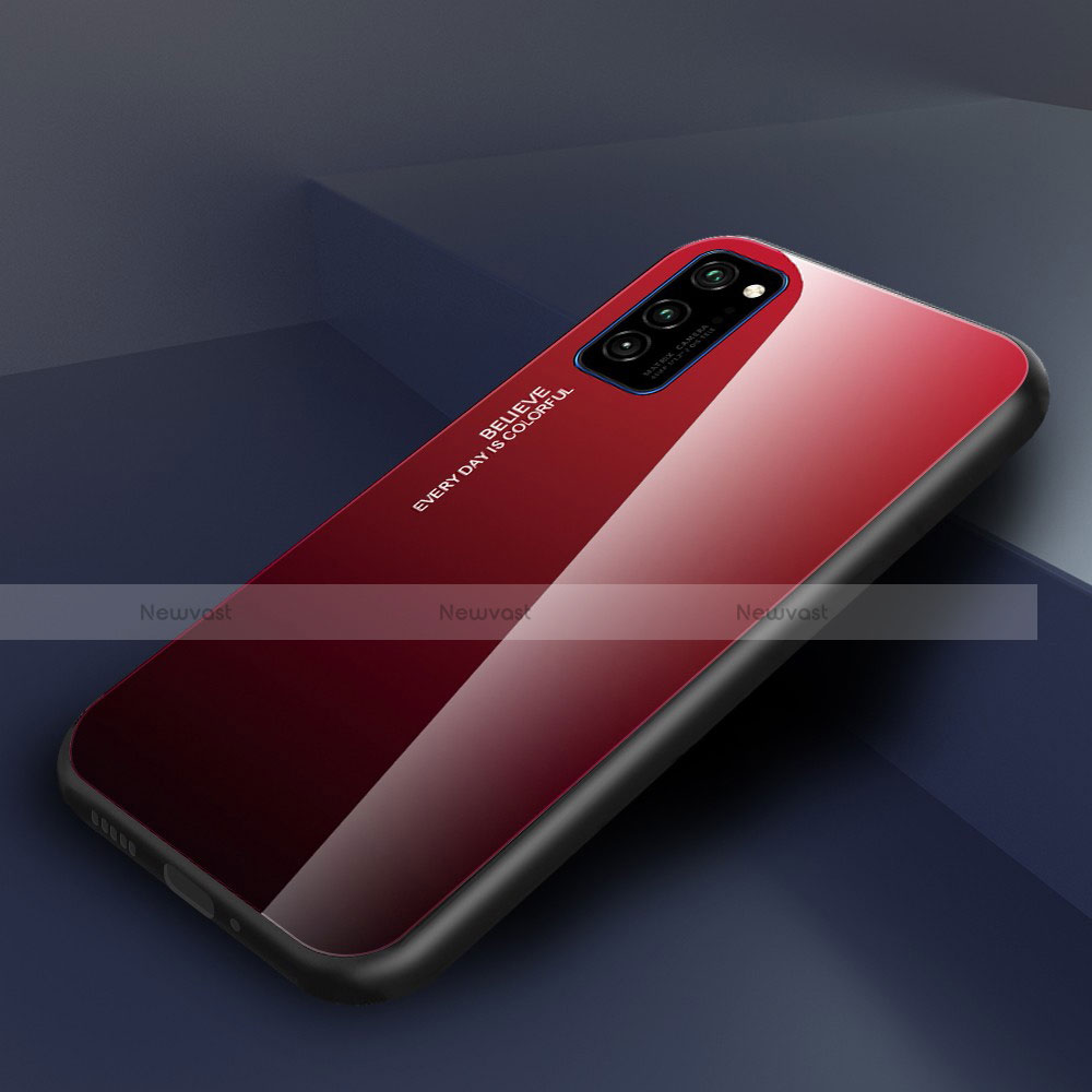 Silicone Frame Mirror Rainbow Gradient Case Cover H01 for Huawei Honor View 30 Pro 5G Red