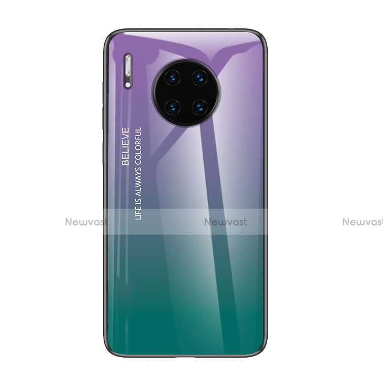 Silicone Frame Mirror Rainbow Gradient Case Cover H01 for Huawei Mate 30 Pro 5G Purple