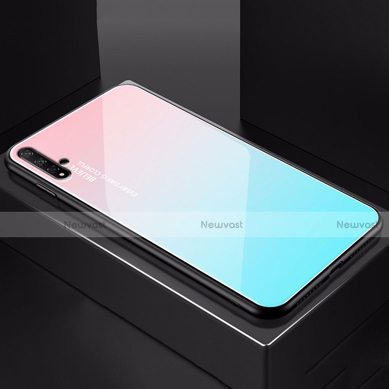Silicone Frame Mirror Rainbow Gradient Case Cover H01 for Huawei Nova 5T