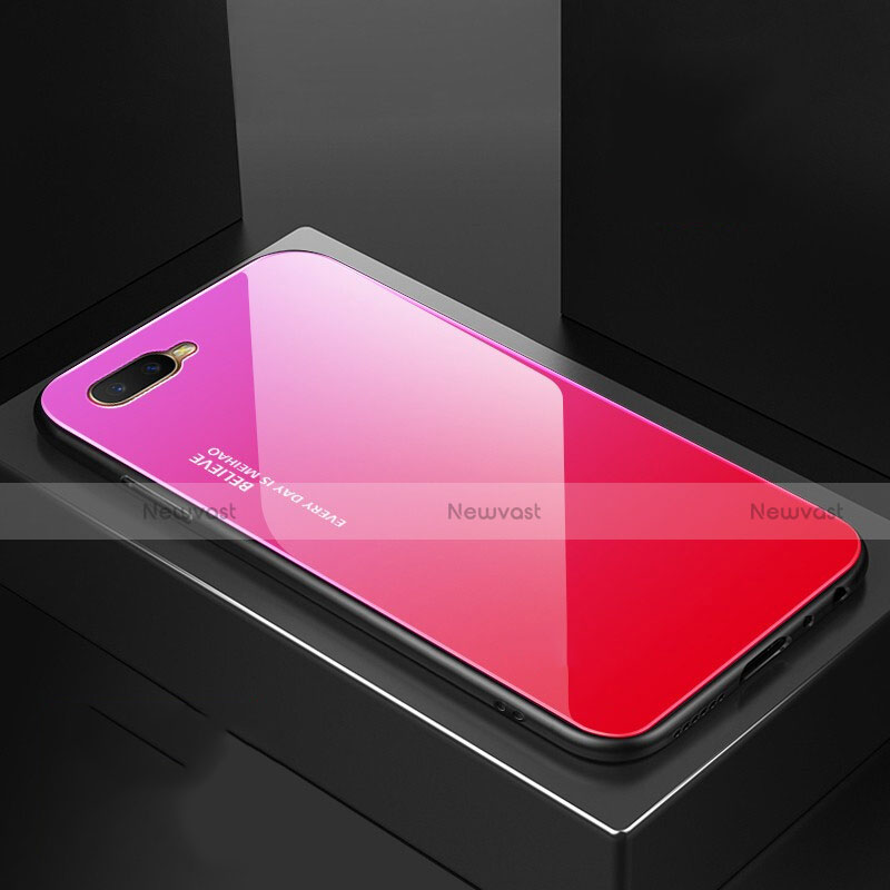 Silicone Frame Mirror Rainbow Gradient Case Cover H01 for Oppo R15X