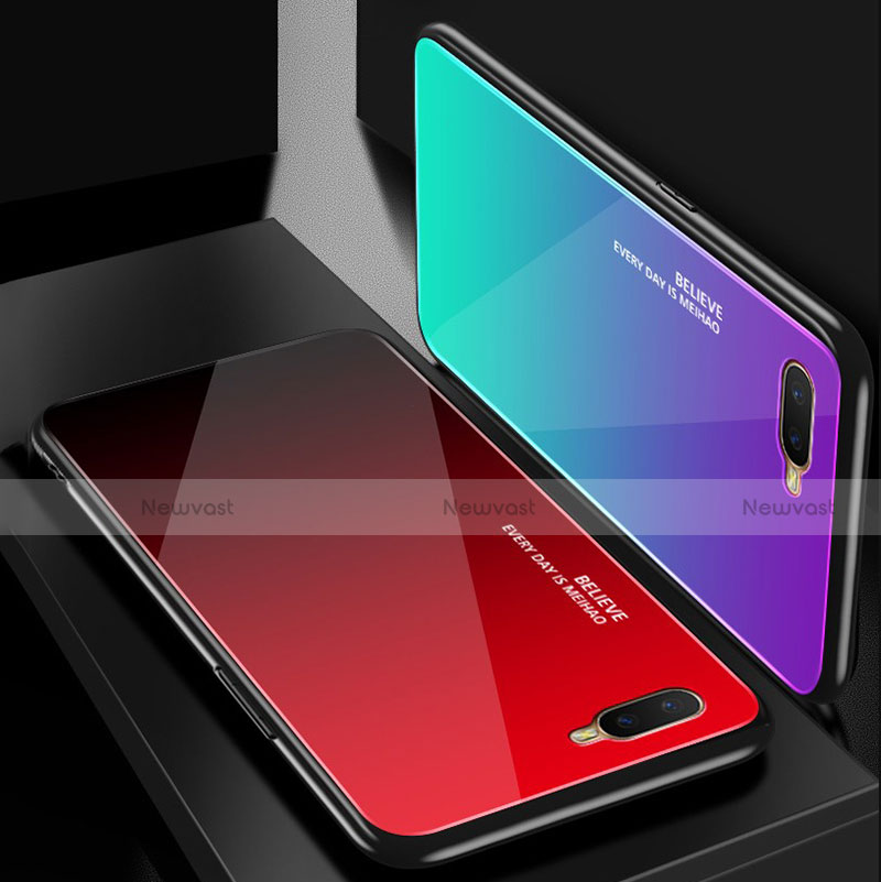 Silicone Frame Mirror Rainbow Gradient Case Cover H01 for Oppo R15X
