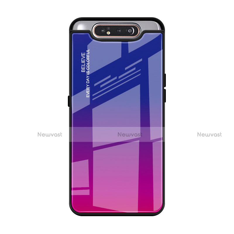 Silicone Frame Mirror Rainbow Gradient Case Cover H01 for Samsung Galaxy A80