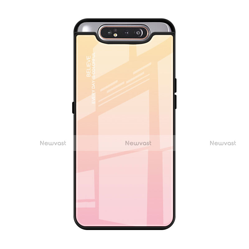 Silicone Frame Mirror Rainbow Gradient Case Cover H01 for Samsung Galaxy A80
