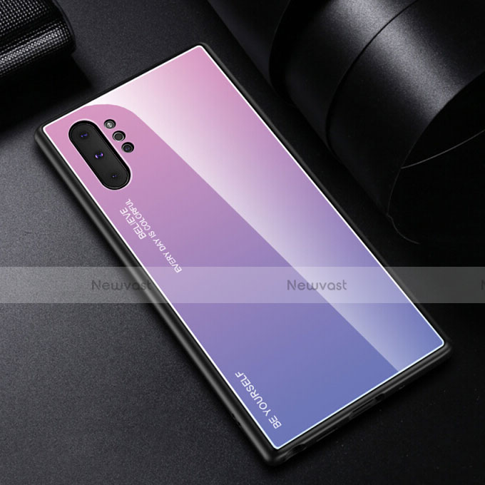 Silicone Frame Mirror Rainbow Gradient Case Cover H01 for Samsung Galaxy Note 10 Plus