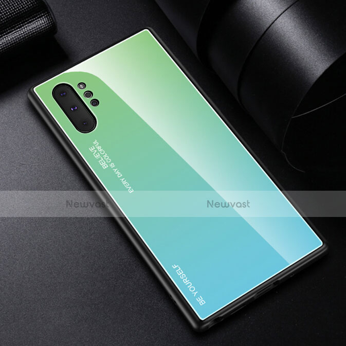 Silicone Frame Mirror Rainbow Gradient Case Cover H01 for Samsung Galaxy Note 10 Plus 5G Green