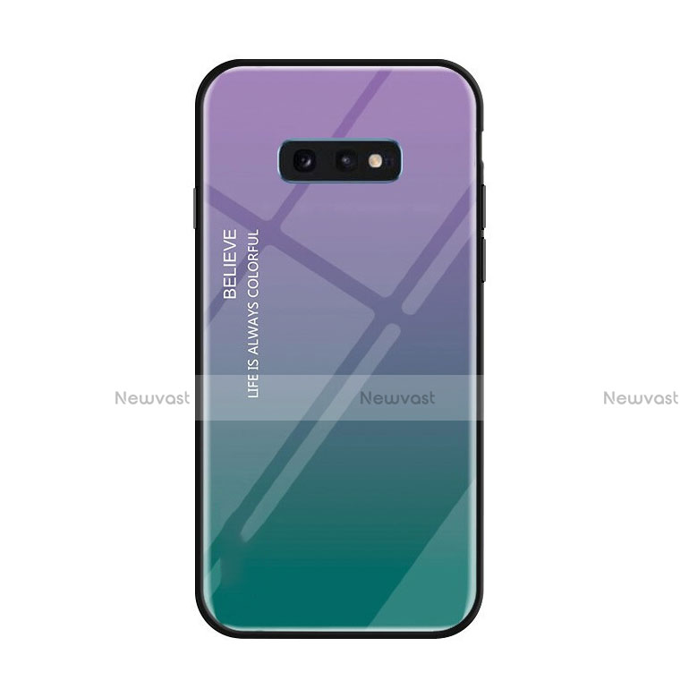 Silicone Frame Mirror Rainbow Gradient Case Cover H01 for Samsung Galaxy S10e Purple