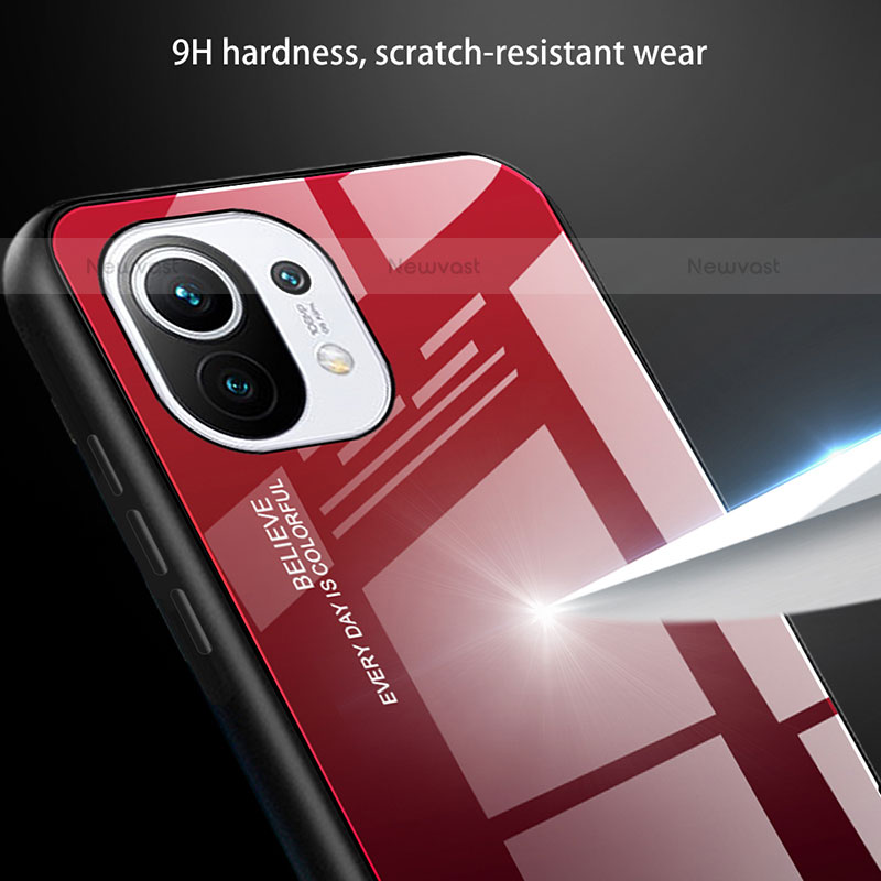 Silicone Frame Mirror Rainbow Gradient Case Cover H01 for Xiaomi Mi 11 5G