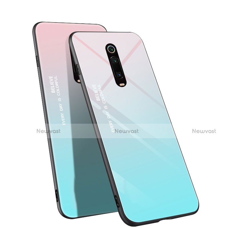 Silicone Frame Mirror Rainbow Gradient Case Cover H01 for Xiaomi Mi 9T