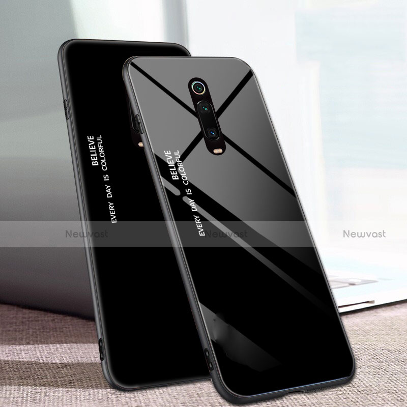 Silicone Frame Mirror Rainbow Gradient Case Cover H01 for Xiaomi Mi 9T Pro Black