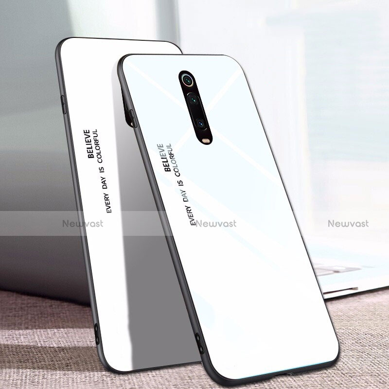 Silicone Frame Mirror Rainbow Gradient Case Cover H01 for Xiaomi Mi 9T Pro White