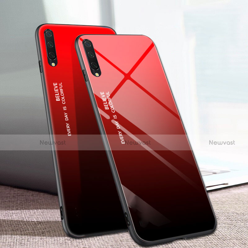 Silicone Frame Mirror Rainbow Gradient Case Cover H01 for Xiaomi Mi A3 Red