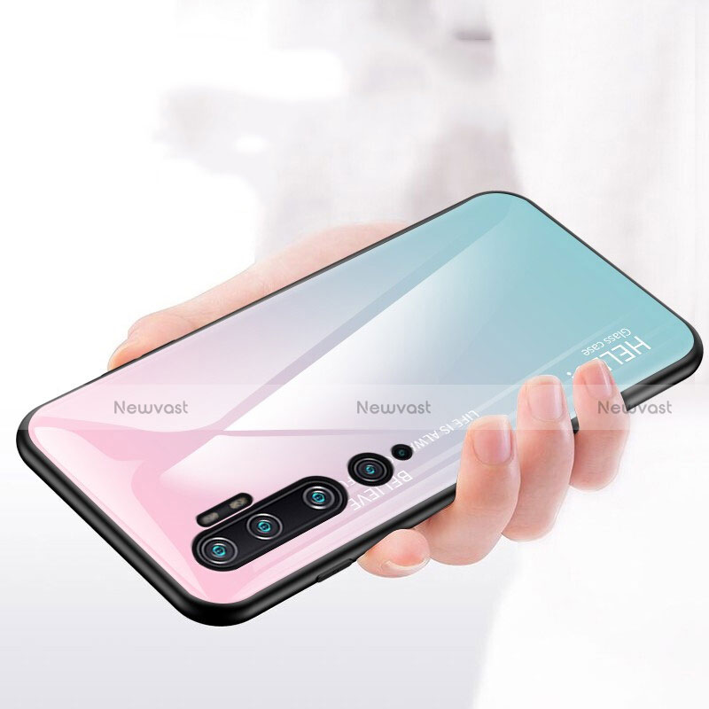 Silicone Frame Mirror Rainbow Gradient Case Cover H01 for Xiaomi Mi Note 10 Pro