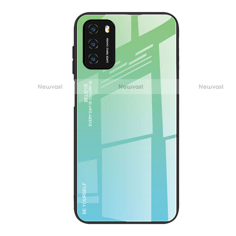 Silicone Frame Mirror Rainbow Gradient Case Cover H01 for Xiaomi Poco M3 Green