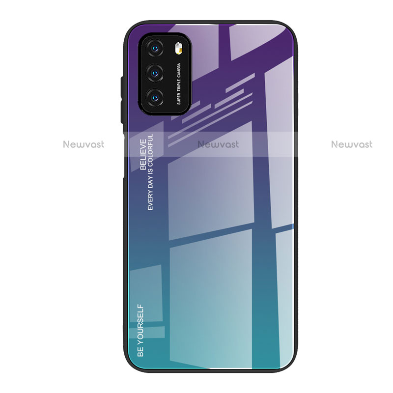 Silicone Frame Mirror Rainbow Gradient Case Cover H01 for Xiaomi Poco M3 Purple