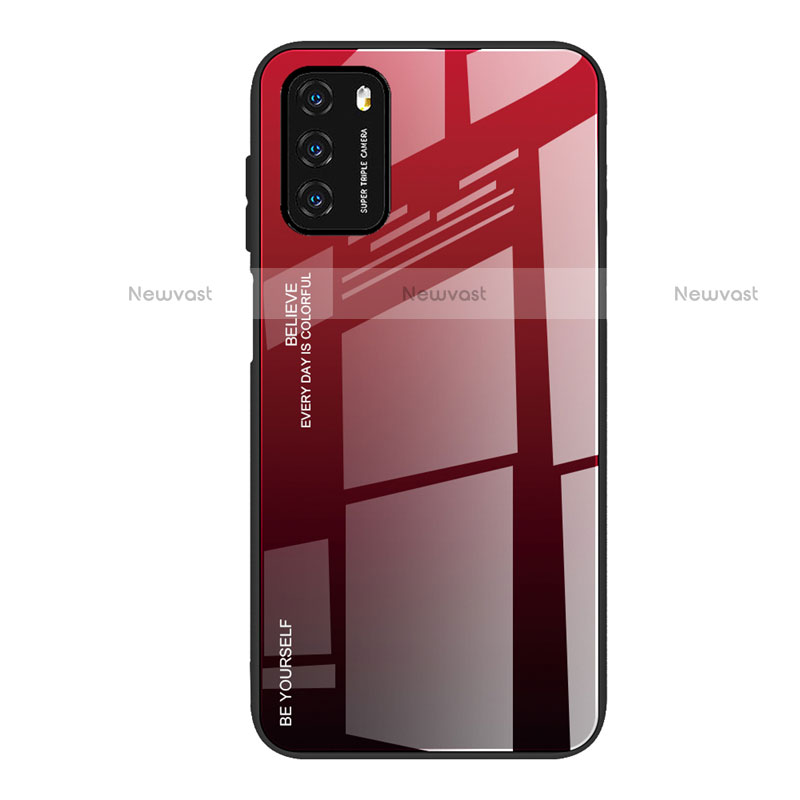 Silicone Frame Mirror Rainbow Gradient Case Cover H01 for Xiaomi Poco M3 Red