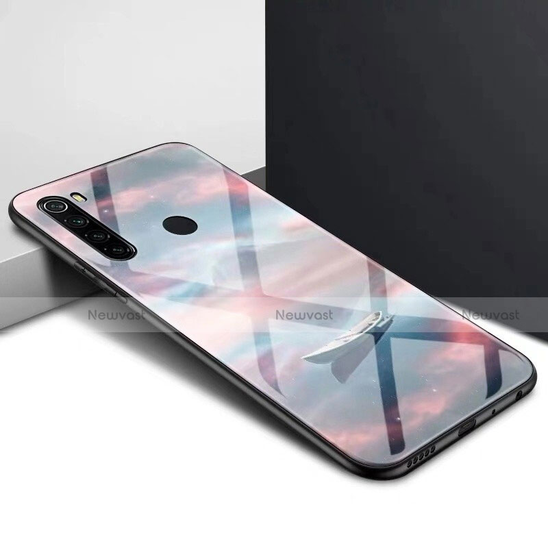 Silicone Frame Mirror Rainbow Gradient Case Cover H01 for Xiaomi Redmi Note 8 (2021) Brown