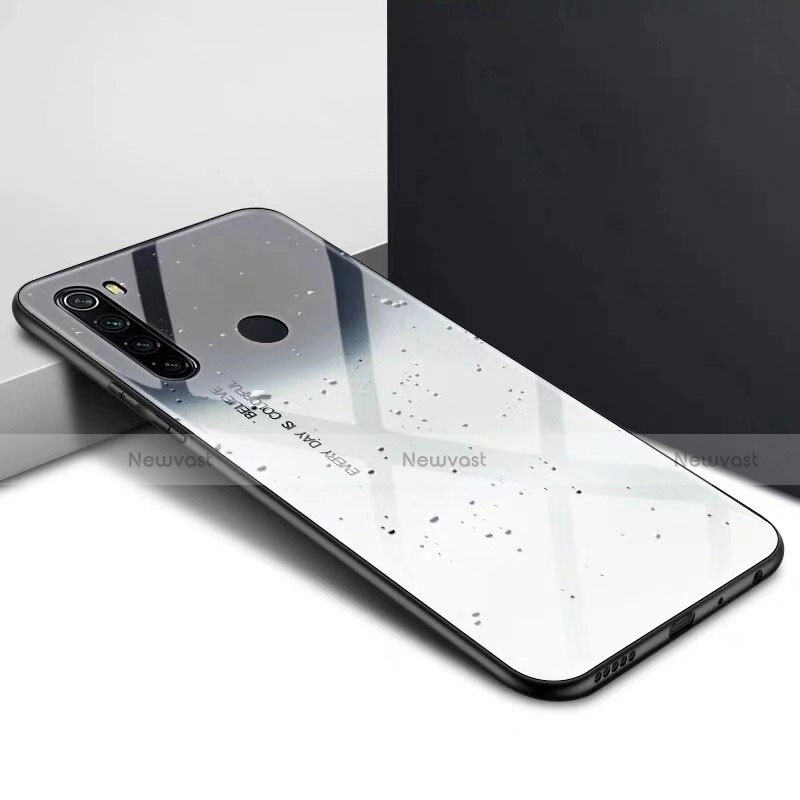 Silicone Frame Mirror Rainbow Gradient Case Cover H01 for Xiaomi Redmi Note 8 (2021) Silver