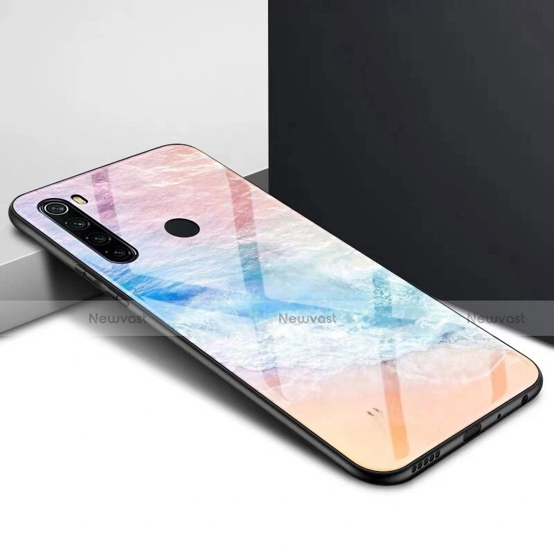 Silicone Frame Mirror Rainbow Gradient Case Cover H01 for Xiaomi Redmi Note 8 Orange