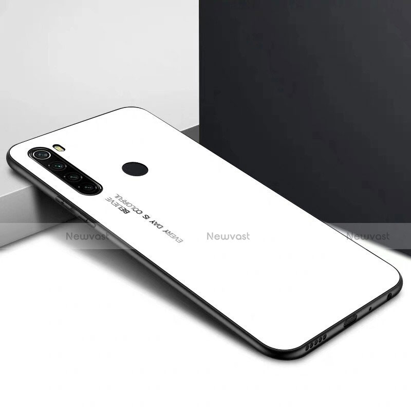 Silicone Frame Mirror Rainbow Gradient Case Cover H01 for Xiaomi Redmi Note 8 White