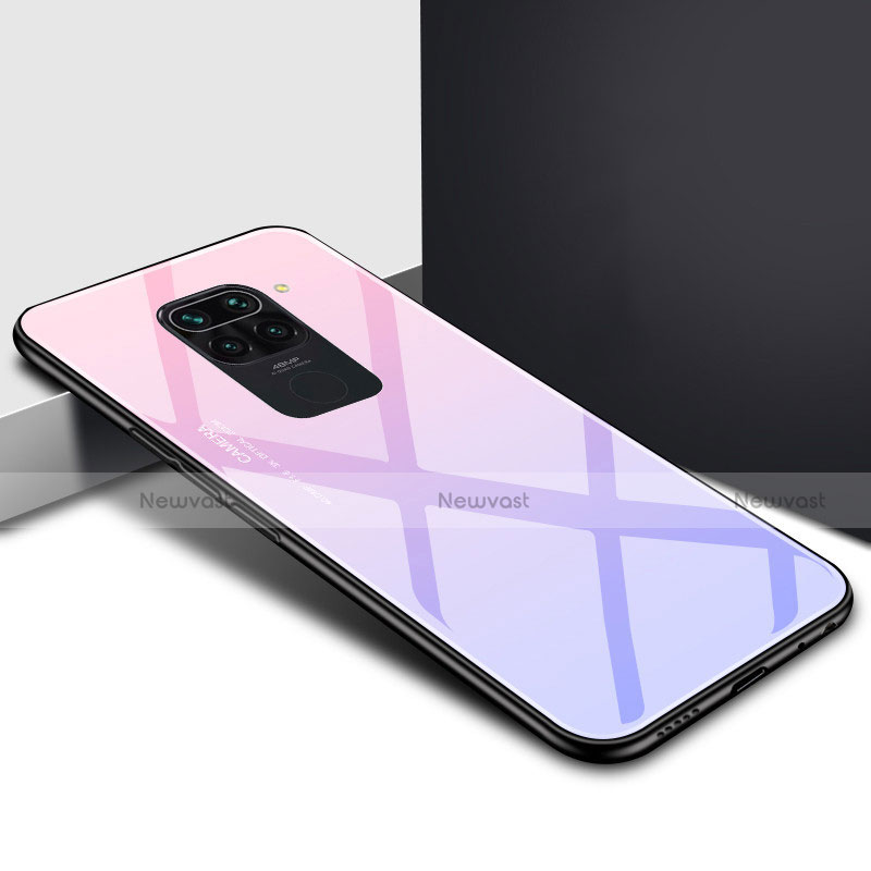 Silicone Frame Mirror Rainbow Gradient Case Cover H01 for Xiaomi Redmi Note 9 Purple