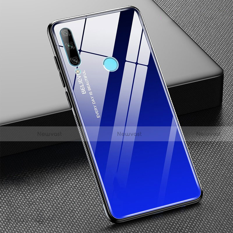 Silicone Frame Mirror Rainbow Gradient Case Cover H02 for Huawei Honor 20 Lite Blue