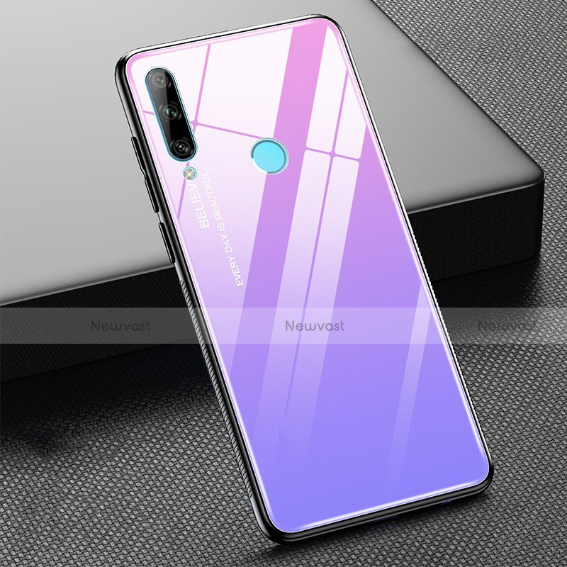 Silicone Frame Mirror Rainbow Gradient Case Cover H02 for Huawei Honor 20 Lite Purple
