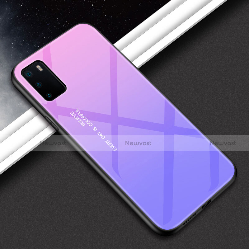 Silicone Frame Mirror Rainbow Gradient Case Cover H02 for Huawei Honor V30 Pro 5G
