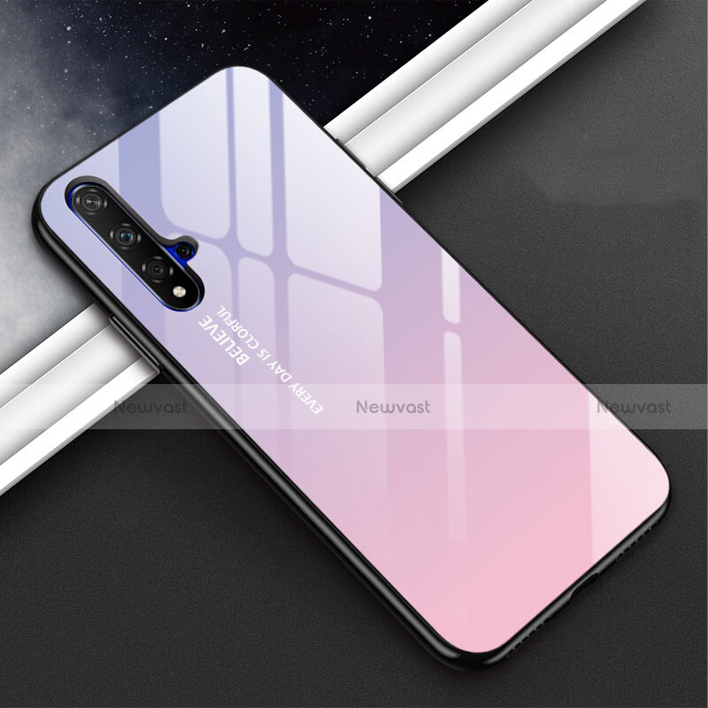 Silicone Frame Mirror Rainbow Gradient Case Cover H02 for Huawei Nova 5 Pro