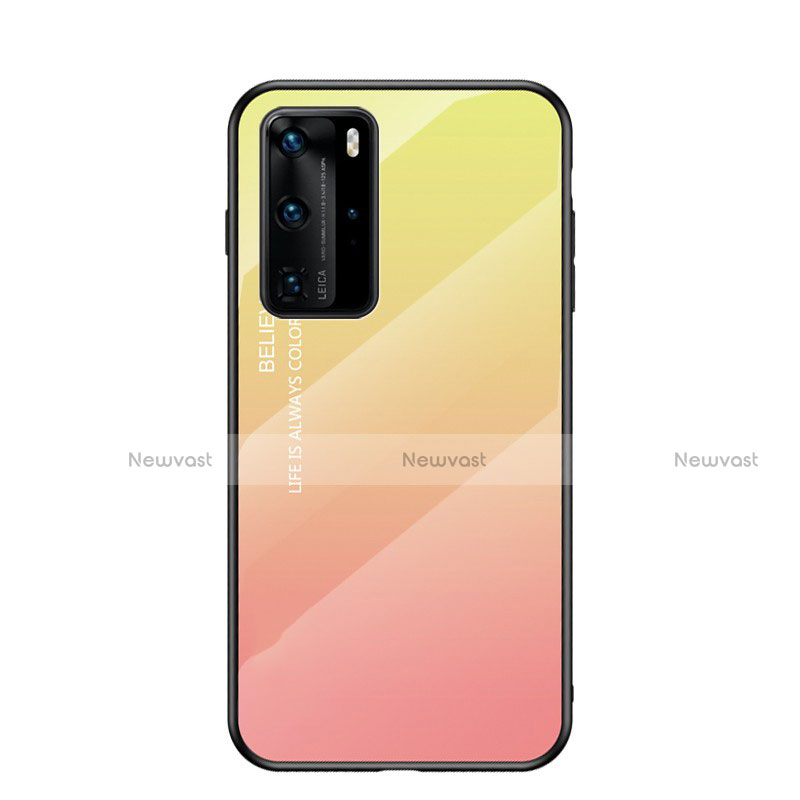 Silicone Frame Mirror Rainbow Gradient Case Cover H02 for Huawei P40 Pro