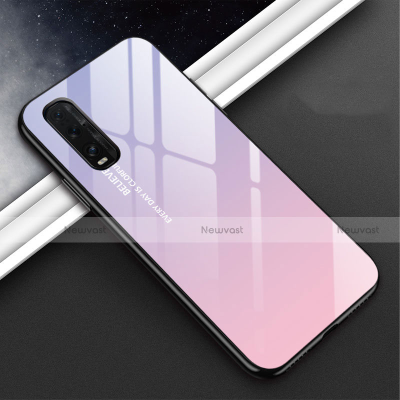 Silicone Frame Mirror Rainbow Gradient Case Cover H02 for Oppo Find X2
