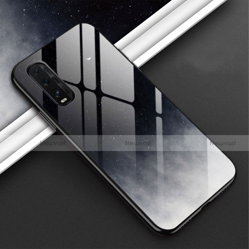 Silicone Frame Mirror Rainbow Gradient Case Cover H02 for Oppo Find X2 Gray