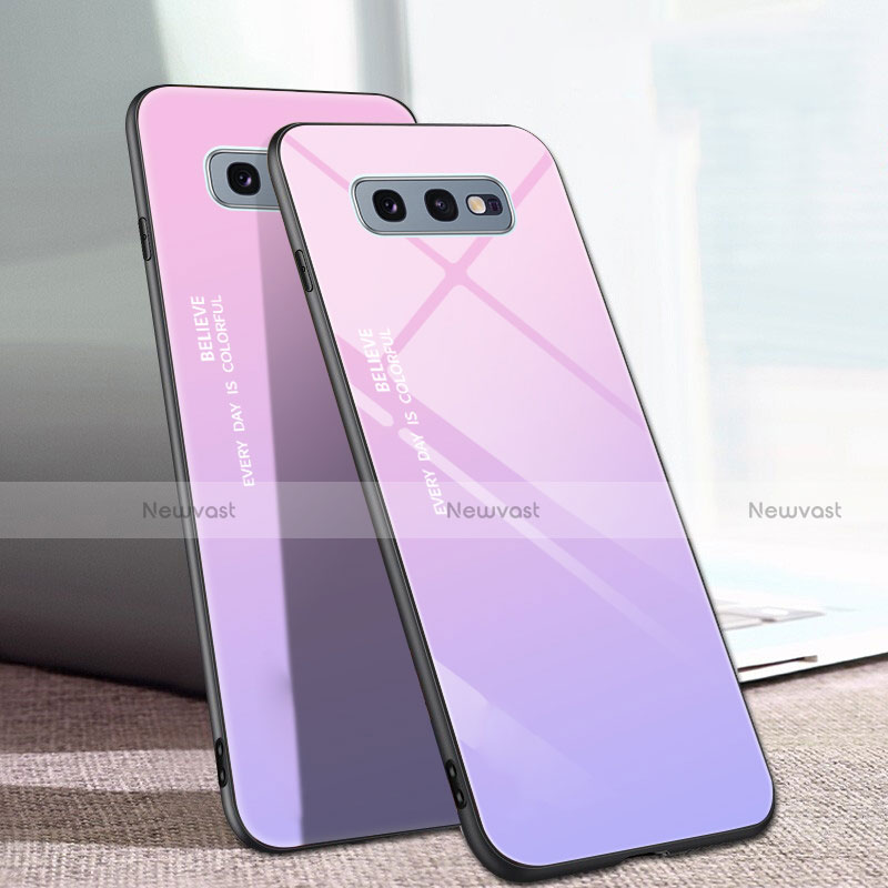 Silicone Frame Mirror Rainbow Gradient Case Cover H02 for Samsung Galaxy S10e