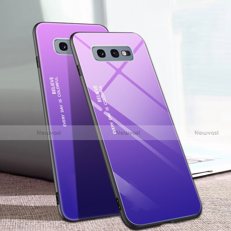 Silicone Frame Mirror Rainbow Gradient Case Cover H02 for Samsung Galaxy S10e Purple