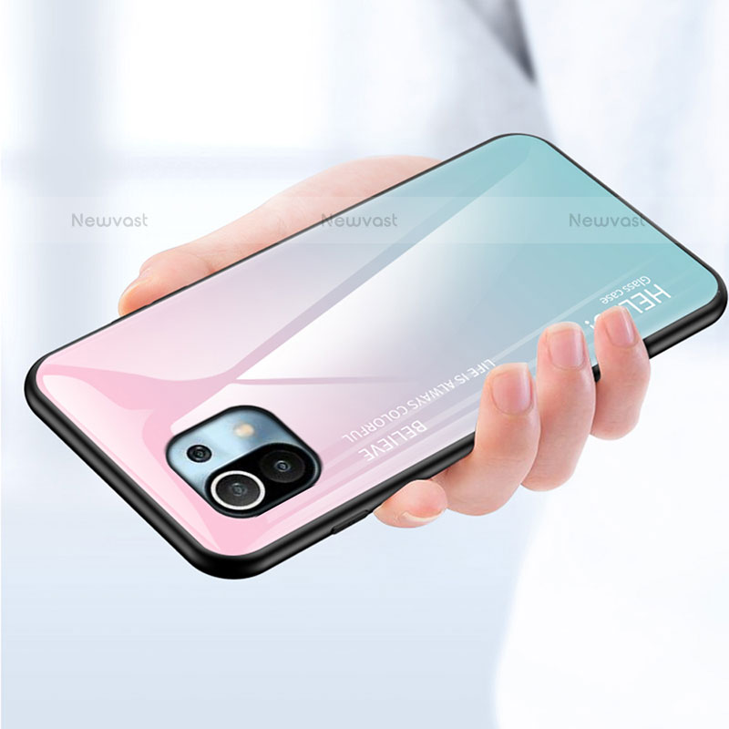 Silicone Frame Mirror Rainbow Gradient Case Cover H02 for Xiaomi Mi 11 5G
