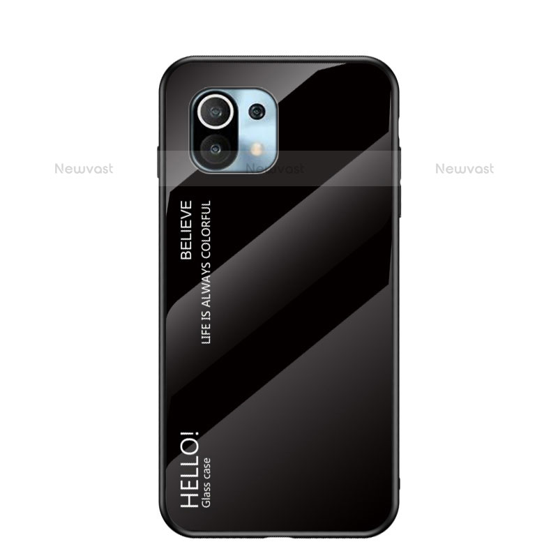 Silicone Frame Mirror Rainbow Gradient Case Cover H02 for Xiaomi Mi 11 5G Black
