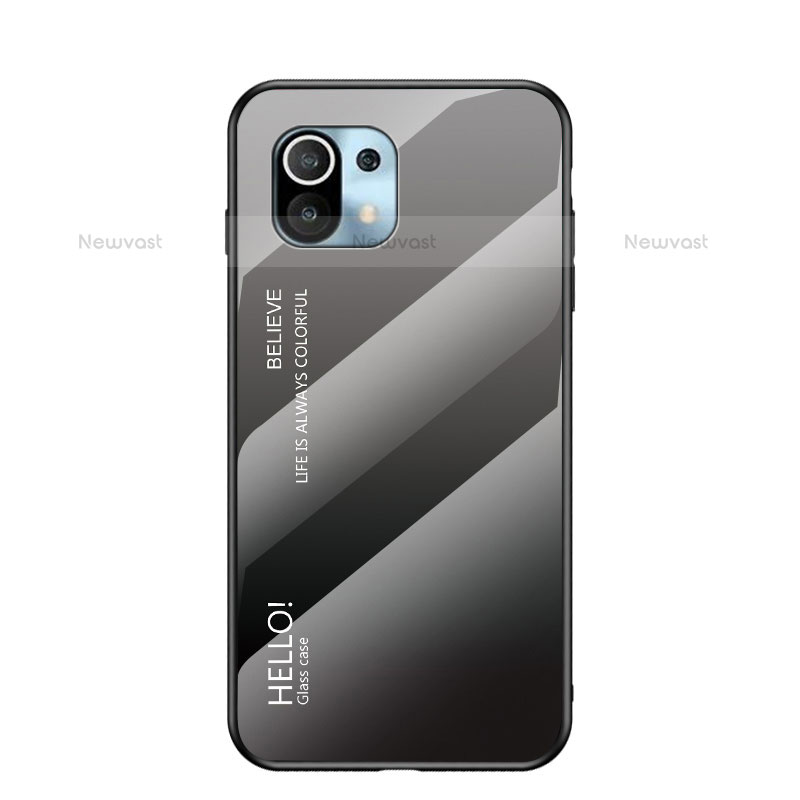 Silicone Frame Mirror Rainbow Gradient Case Cover H02 for Xiaomi Mi 11 5G Gray