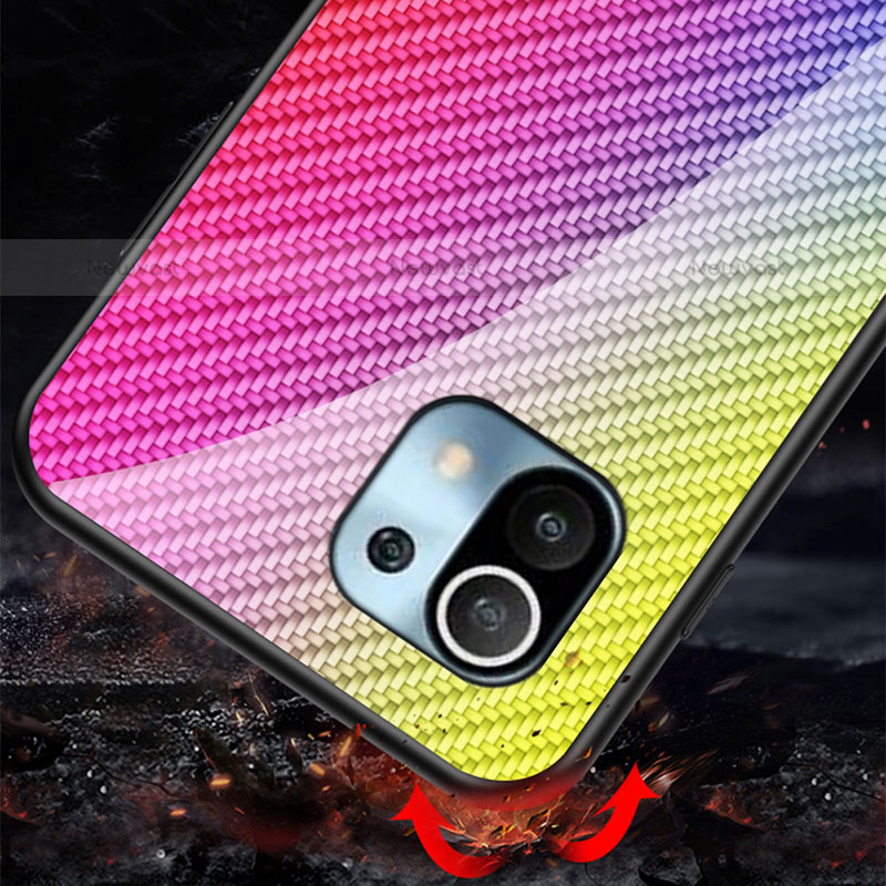 Silicone Frame Mirror Rainbow Gradient Case Cover H03 for Xiaomi Mi 11 5G