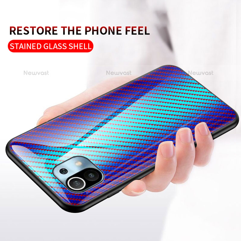 Silicone Frame Mirror Rainbow Gradient Case Cover H03 for Xiaomi Mi 11 Lite 5G