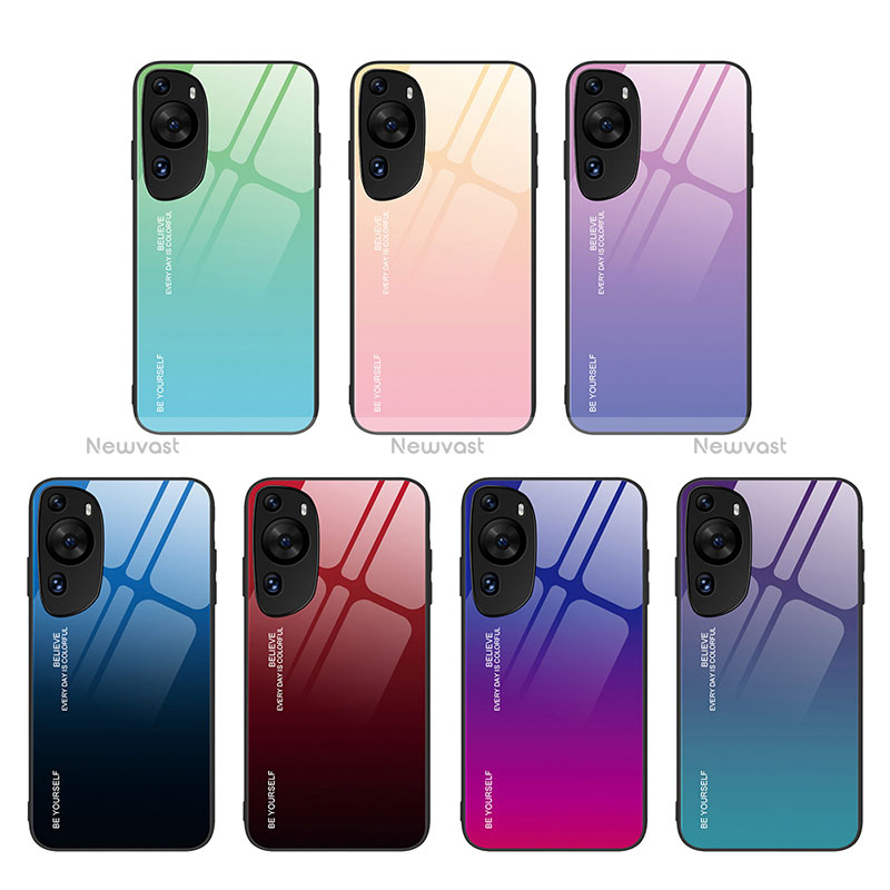Silicone Frame Mirror Rainbow Gradient Case Cover JM2 for Huawei P60 Art