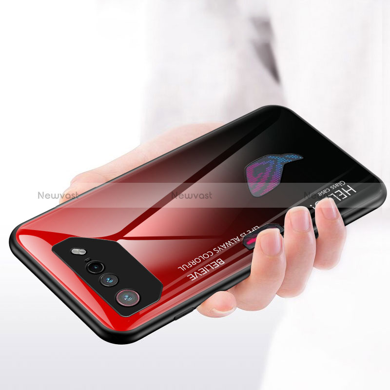Silicone Frame Mirror Rainbow Gradient Case Cover LS1 for Asus ROG Phone 7 Pro