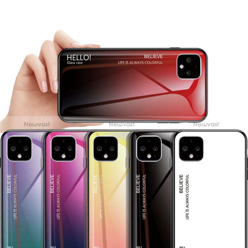 Silicone Frame Mirror Rainbow Gradient Case Cover LS1 for Google Pixel 4